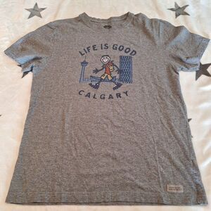 Life Is Good Calgary Men's‎ Shirt Medium Crusher Tee Short Sleeve Canada Hiking